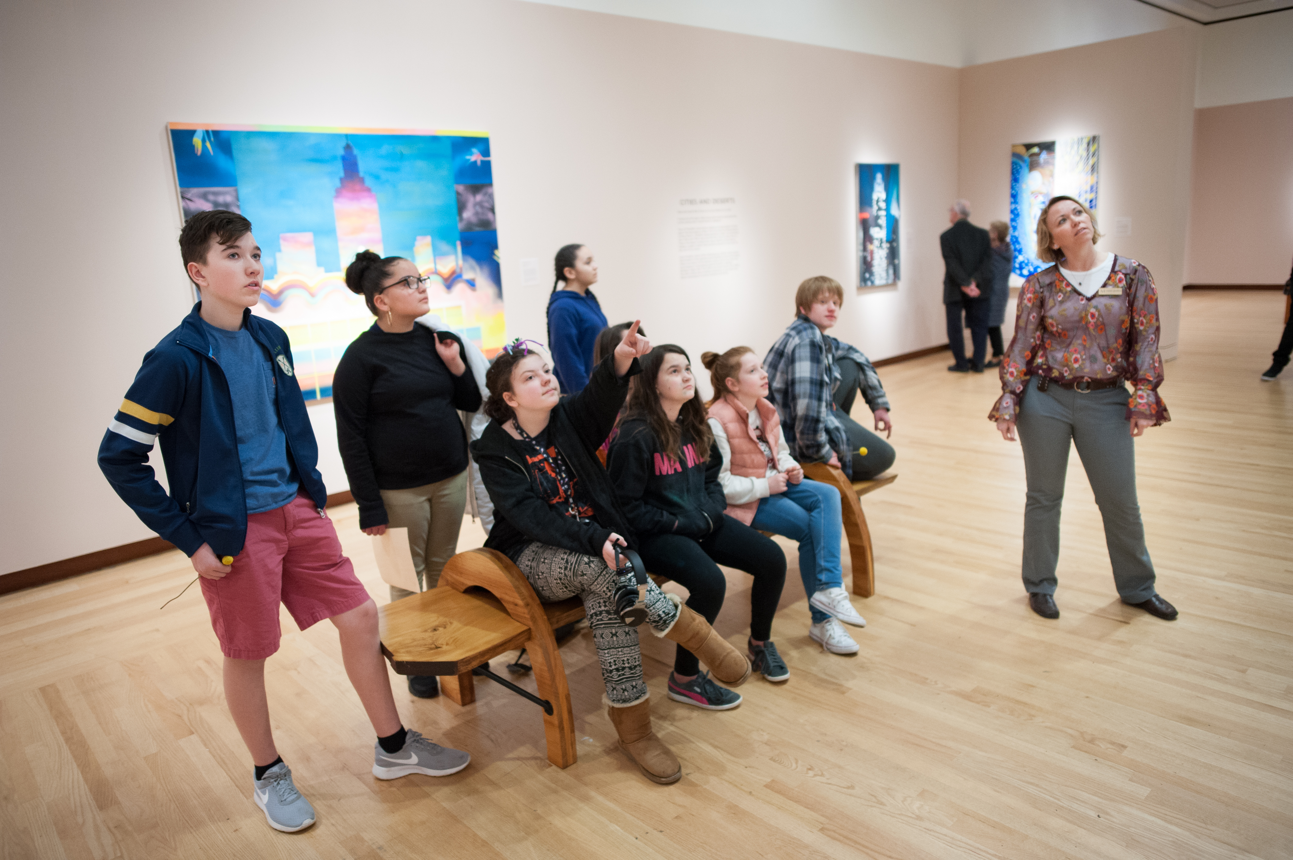 A youth drawing 101 class in the Museum's galleries