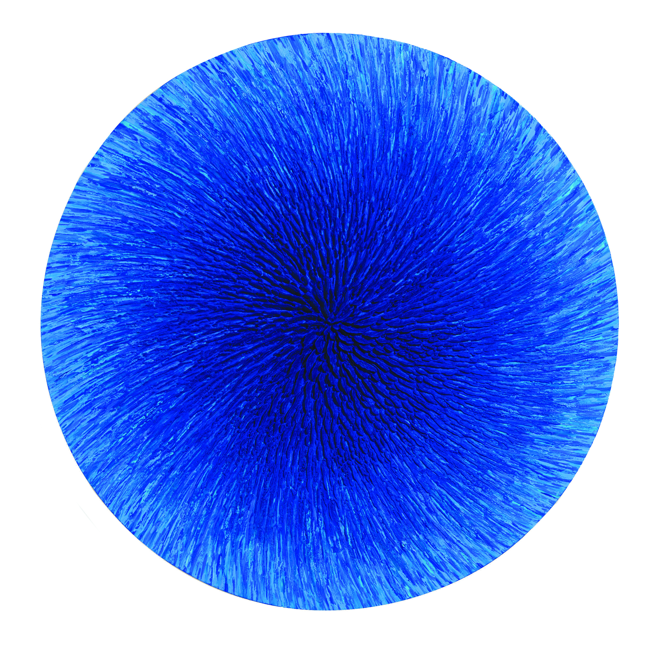 Martin Kline (b. 1961) "Blue Leda Tondo (II)," 2024, encaustic on panel, 48 x 48 x 3 1/4 in.