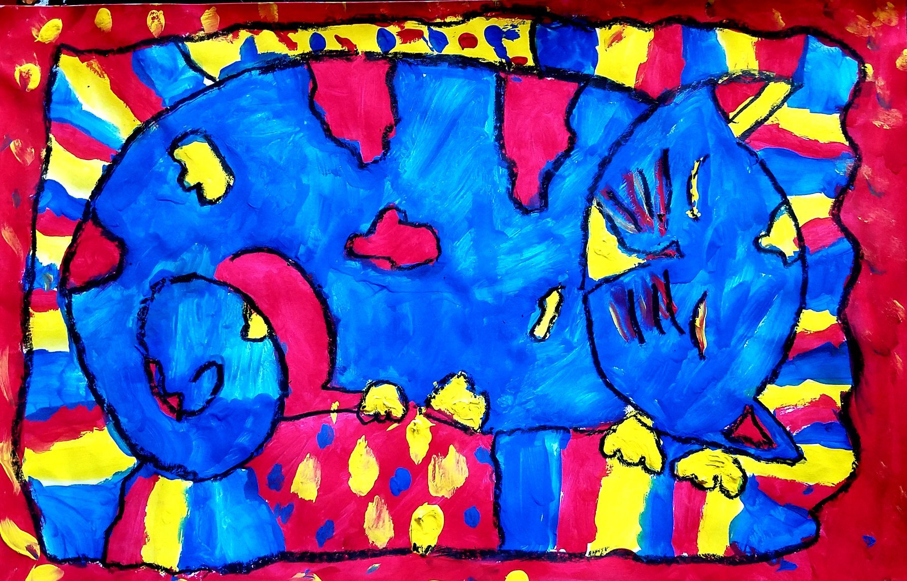 Julia R, Jefferson Elementary School, Grade 3, Tempera and Oil pastel, Kim Gremillion