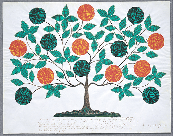 Hannah Cohoon, <i>The Tree of Life</i>, 1854, Ink and watercolor on paper, 18 1/8 x 23 5/16 inches, Collection of Hancock Shaker Village, Pittsfield, MA