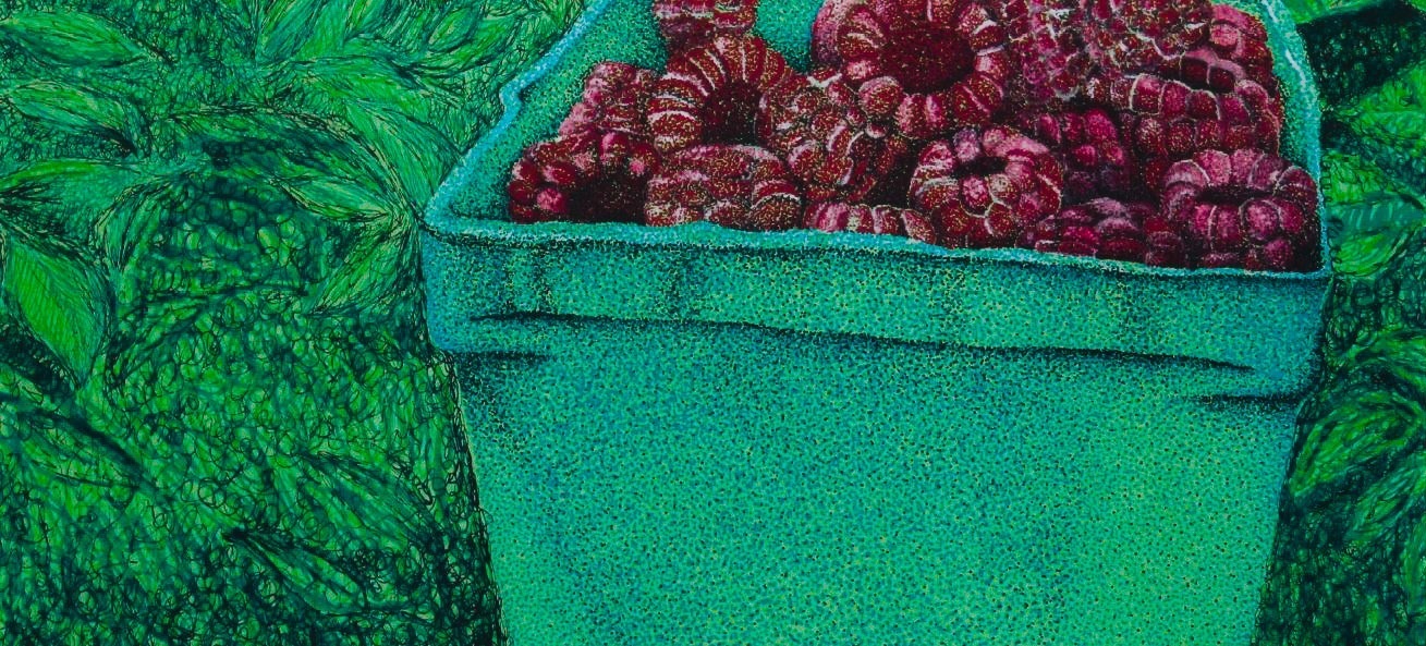 Ishanee Patel, "A Berry Good Time," Colored Pens on Green Colored Paper, Grade 12, Berlin High School, Recipient of 2019 Superintendent’s Choice Award