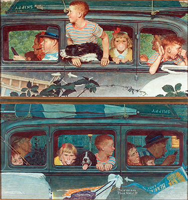 Norman Rockwell, Going and Coming, 1947, The Saturday Evening Post, August 30, 1947, Oil on canvas, Norman Rockwell Museum Collection, Norman Rockwell Art Collection Trust, NRACT.1973.009. © SEPS: Curtis Licensing, Indianapolis, IN. All rights reserved.