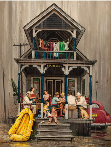 Stevan Dohanos, "Rained in Vacationers, Saturday Evening Post," 1948, Oil on canvas, 30 x 20 in., Bequest of the estate of Helen Vibberts, 2005.196LIC